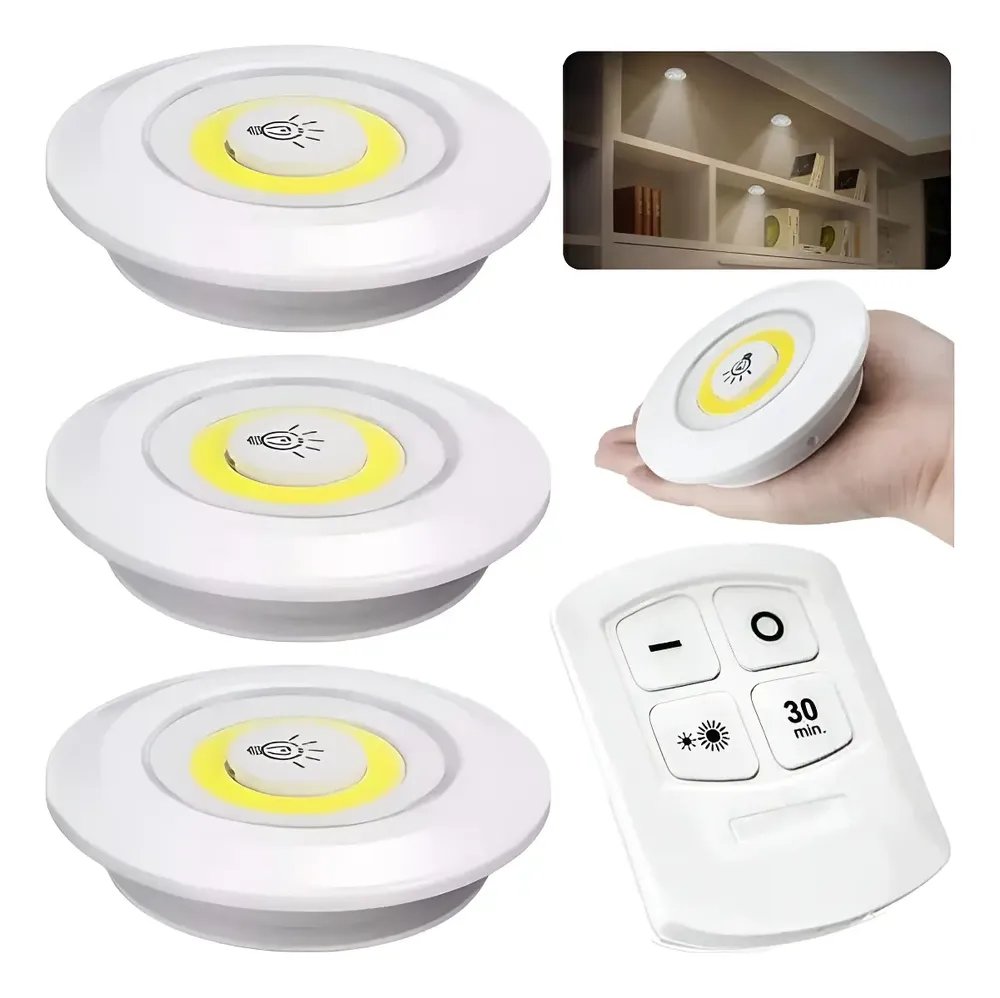 Kit 3 Lâmpada Luminária Led Spot Sem Fio Controle Remoto Branco-frio