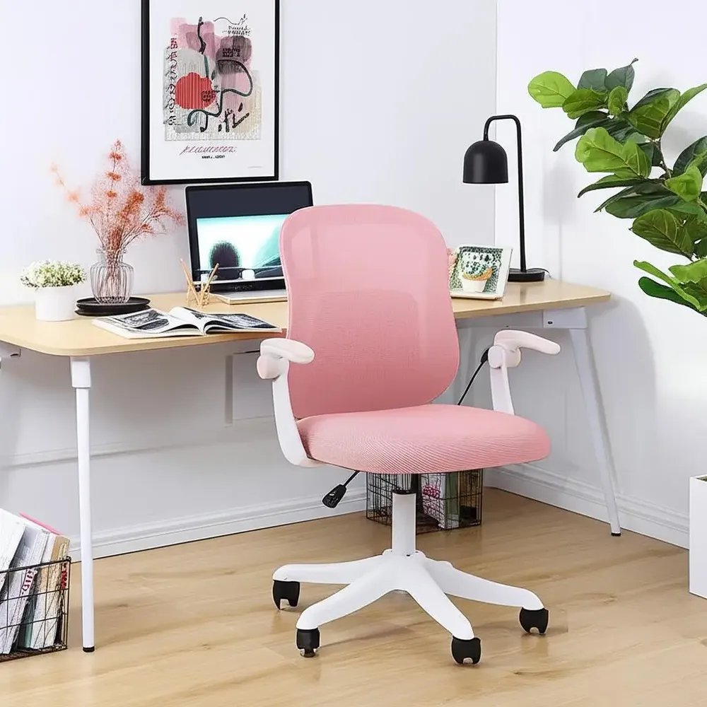 Cadeira Giratoria Diretor Best Colorida Tela Mesh Escritorio Cor Rosa