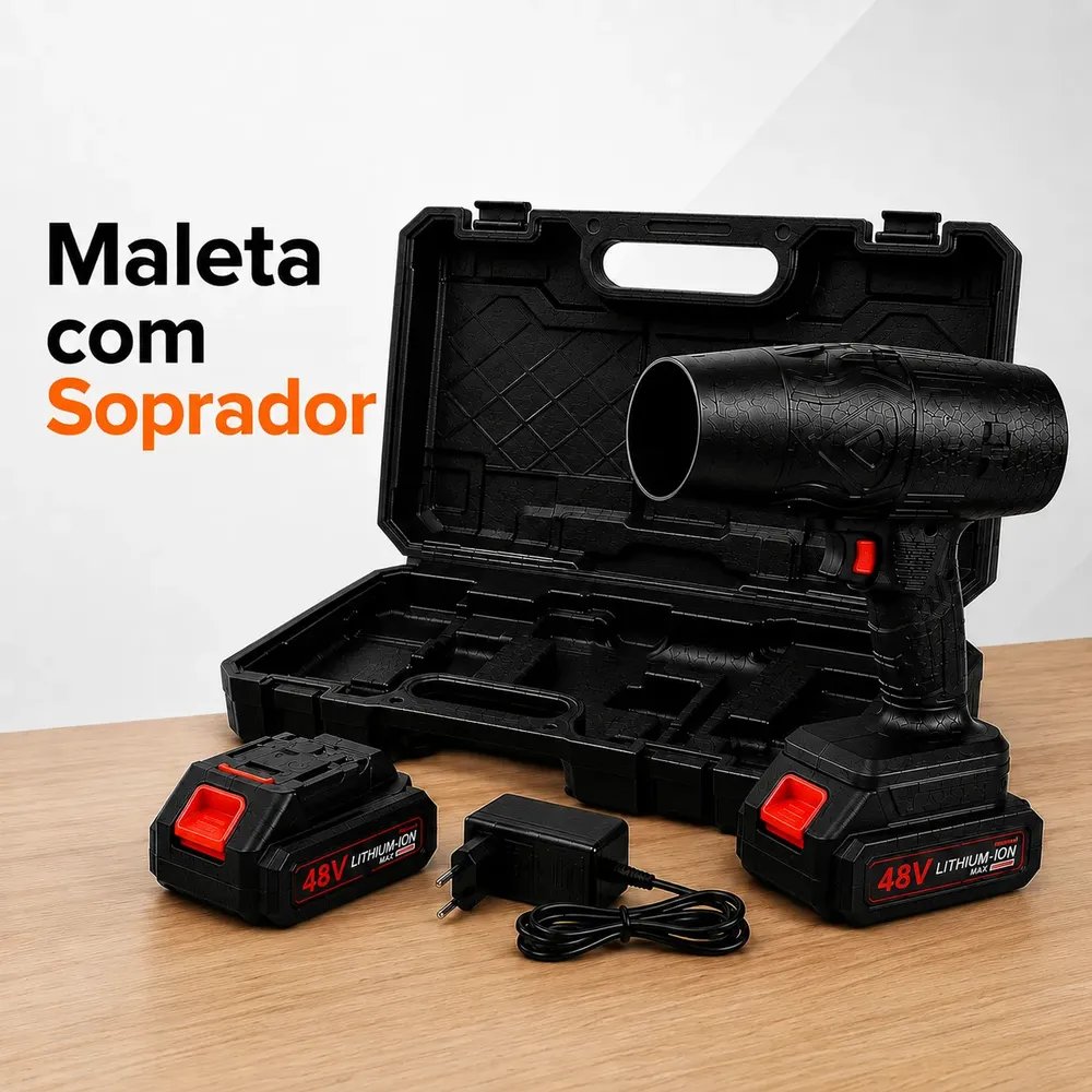 Soprador Folhas Portátil Bateria Elétrico 48v Turbo Sem Fio Preto 48v