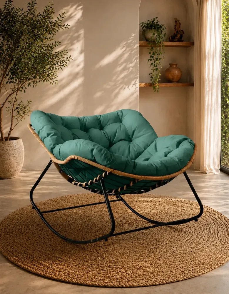 Poltrona de Balanço Nutchair Cadeira Decorativa Verde Confortável