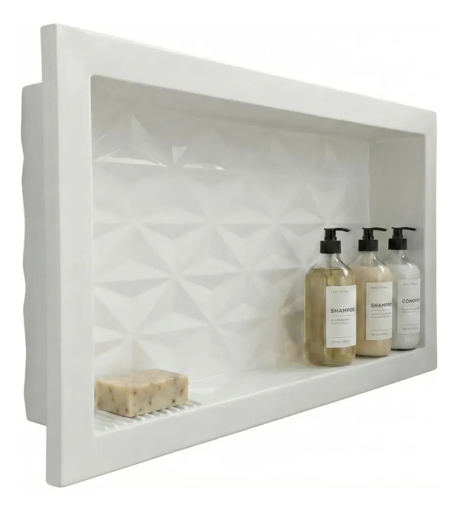 Nicho Para Banheiro Porta Shampoo E Sabonete Embutir 30x60 Branco