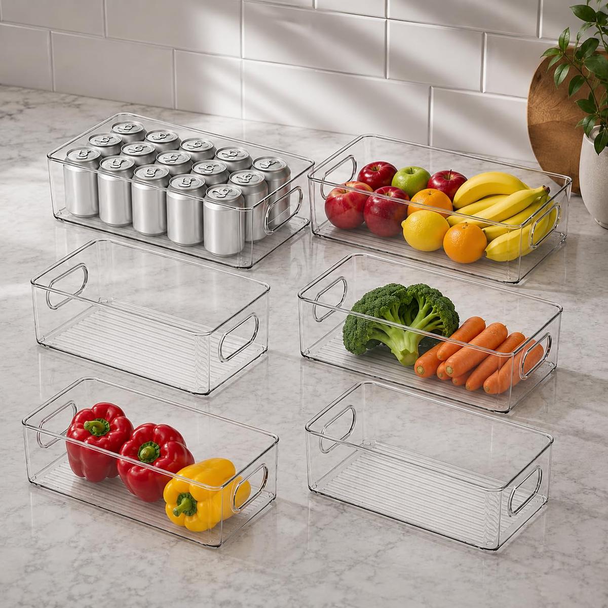 Kit 6 Organizadores Multiuso para Geladeira e Armário