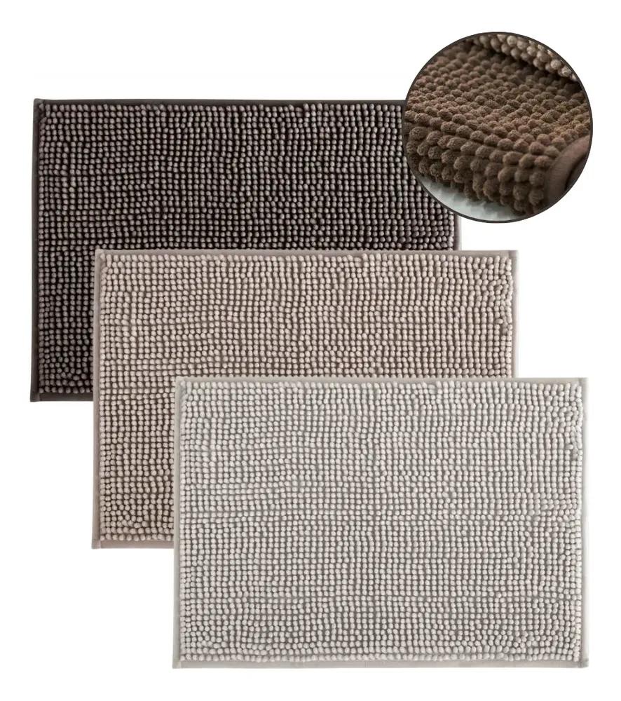 Kit 3 Tapetes De Banheiro Microfibra Bolinha Antiderrepante Cor Sortido