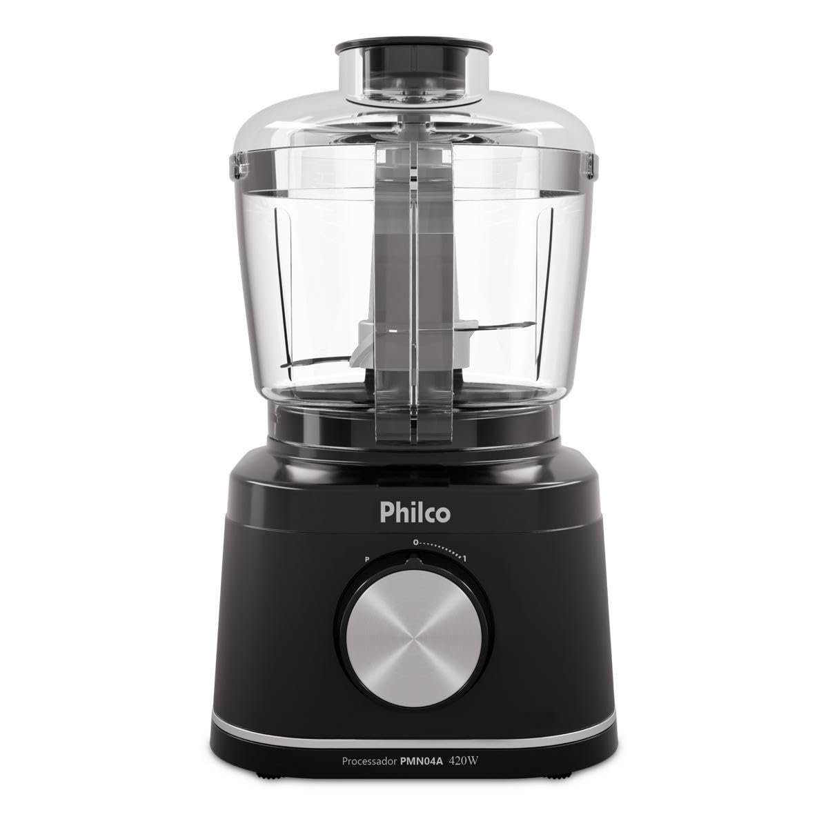 Processador de Alimentos Philco 420W com Jarra 500ml Função Pulsar e Trava de Segurança Preto PMN04A 127V