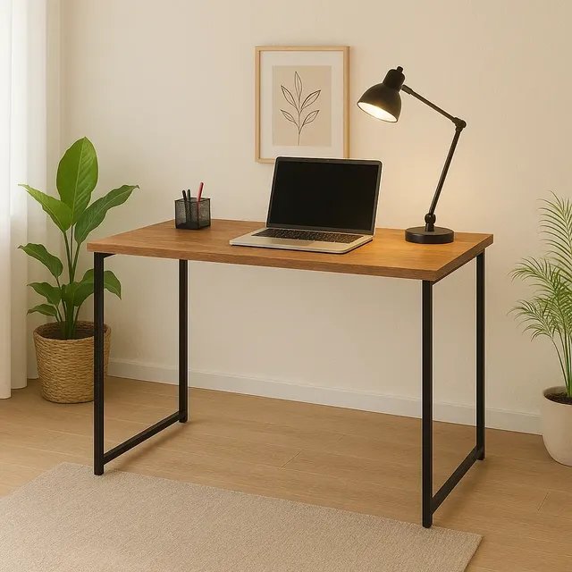 Escrivaninha Industrial 90cm Mesa Estudo Aparador  Aço Mdf