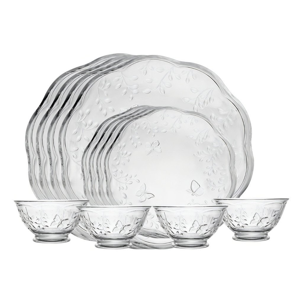 Aparelho De Jantar 12 Peças New Butterfly Borboletas Cristal Ecológico Lyor