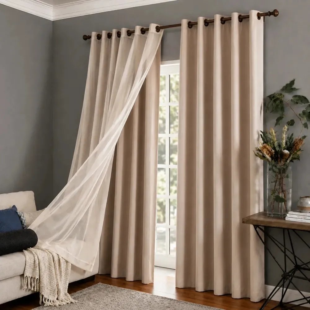 Cortina Blackout Blecaute PVC Voil Corta Luz 2,80x1,80m Avelã