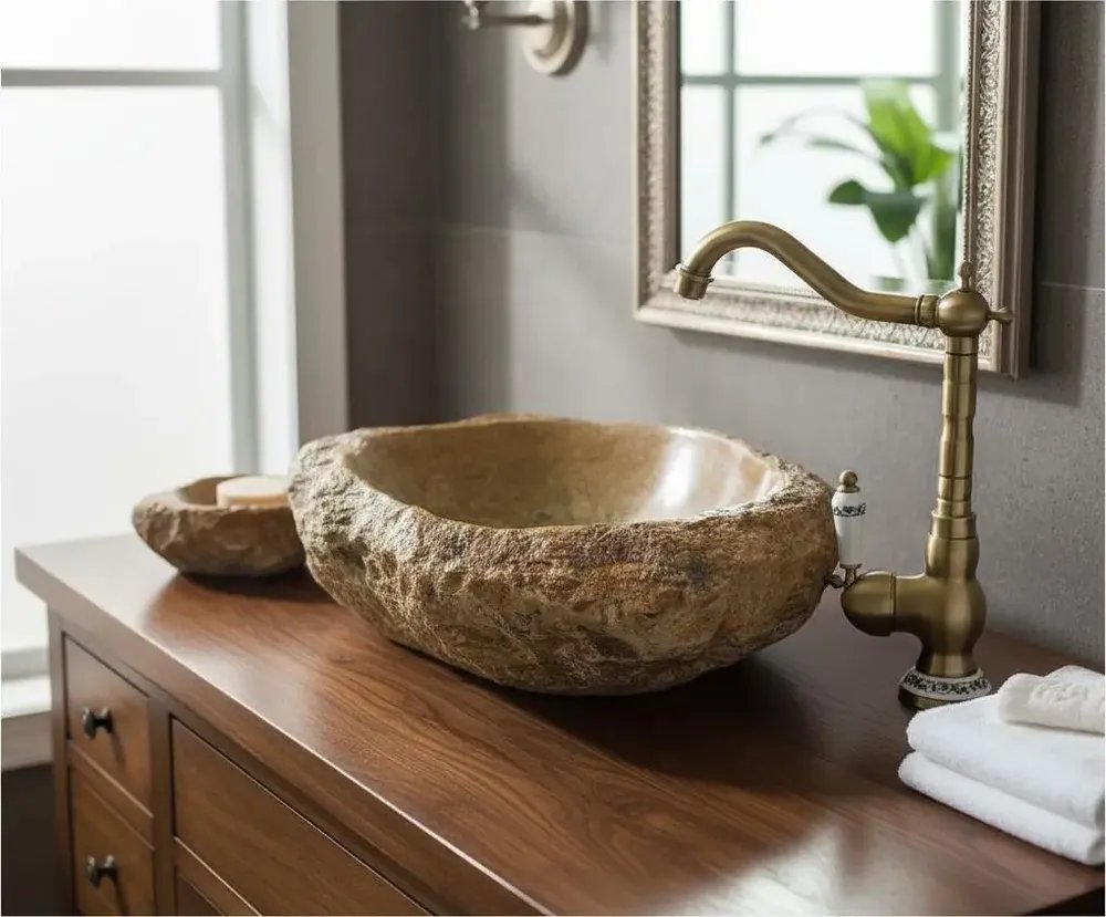 Cuba De Pedra Luxo Artecobre Cia Super Oferta Novos Modelos Marrom-escuro