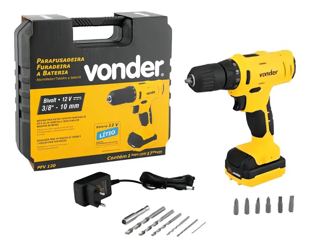 Parafusadeira Furadeira a Bateria Vonder 3/8" 12 V PFV 120 60.01.100.120