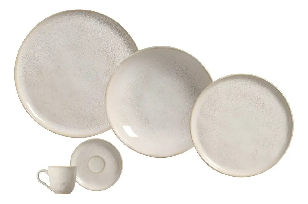 Aparelho de Jantar 30 Peças Porto Brasil Bio Latte Grés Off-White