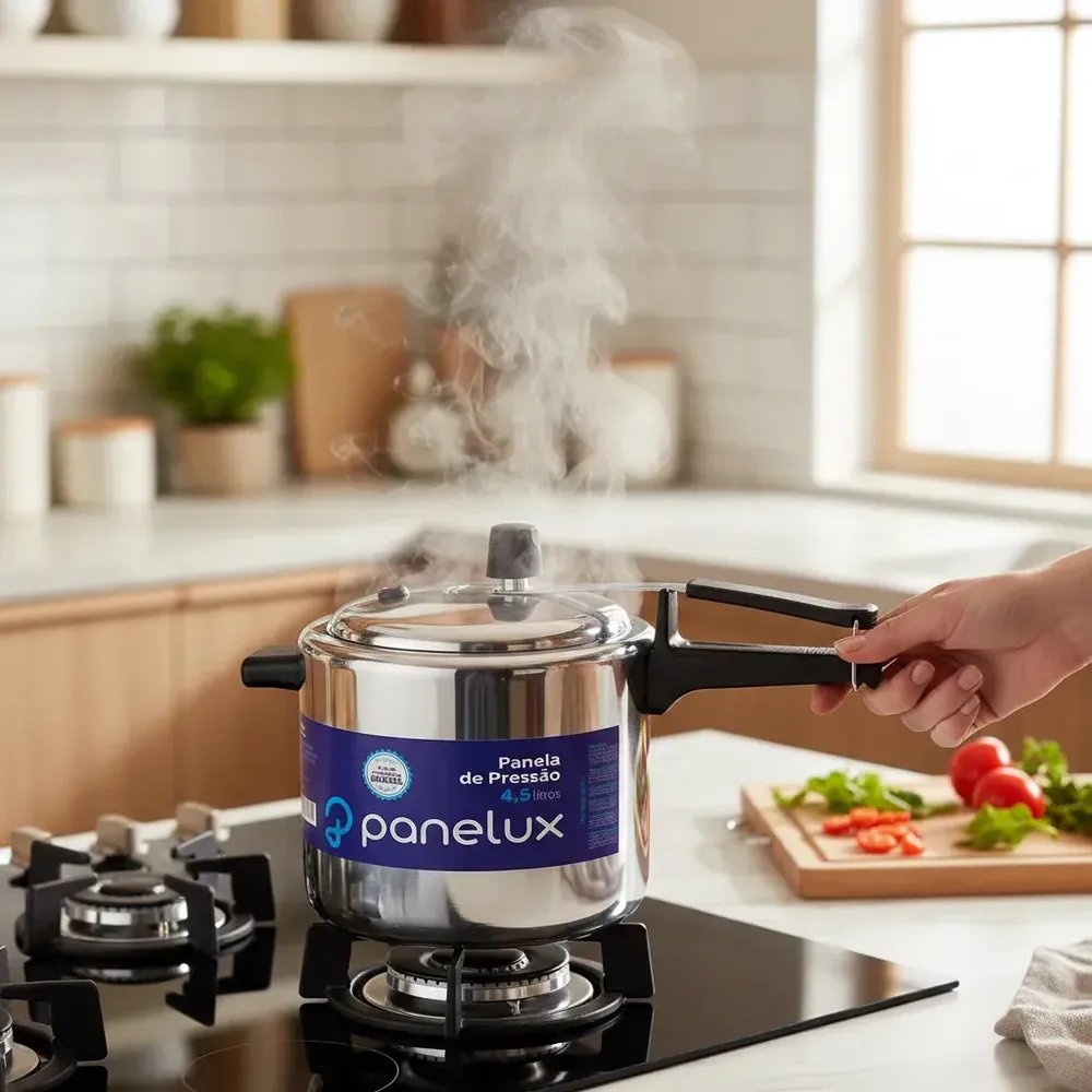 Panela De Pressão 4,5 Litros Alumínio Polido Panelux Classic Cor Cinza