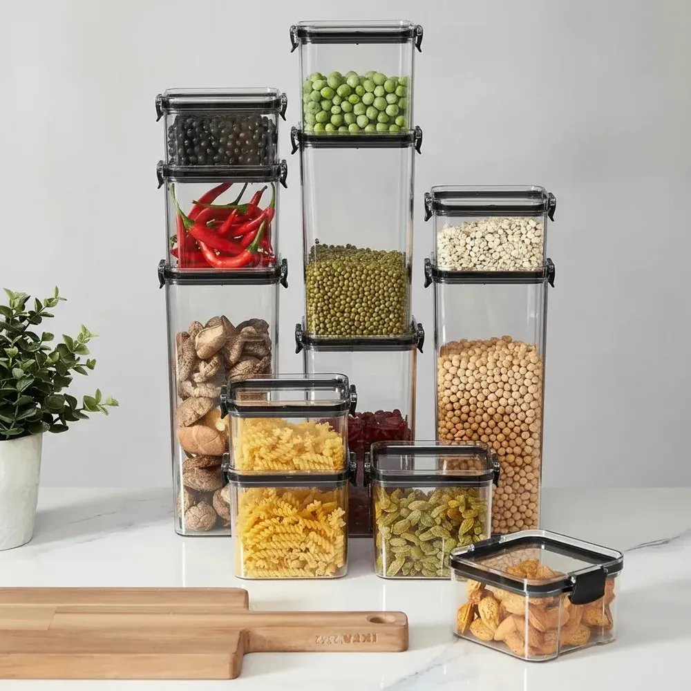 Kit 12 Potes Herméticos Quadrados Haushop Para Alimentos Transparente