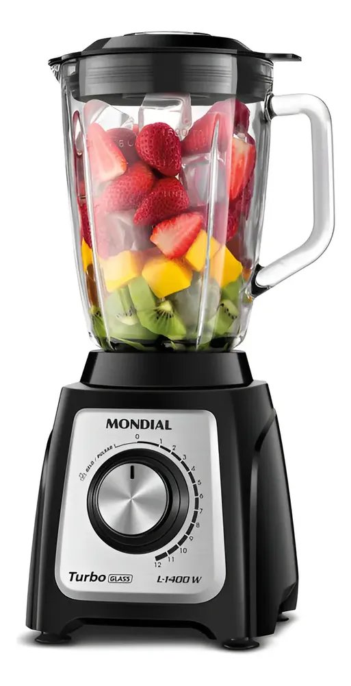 Liquidificador Turbo Glass Jarra de Vidro Mondial 1400W - L-1400 GI