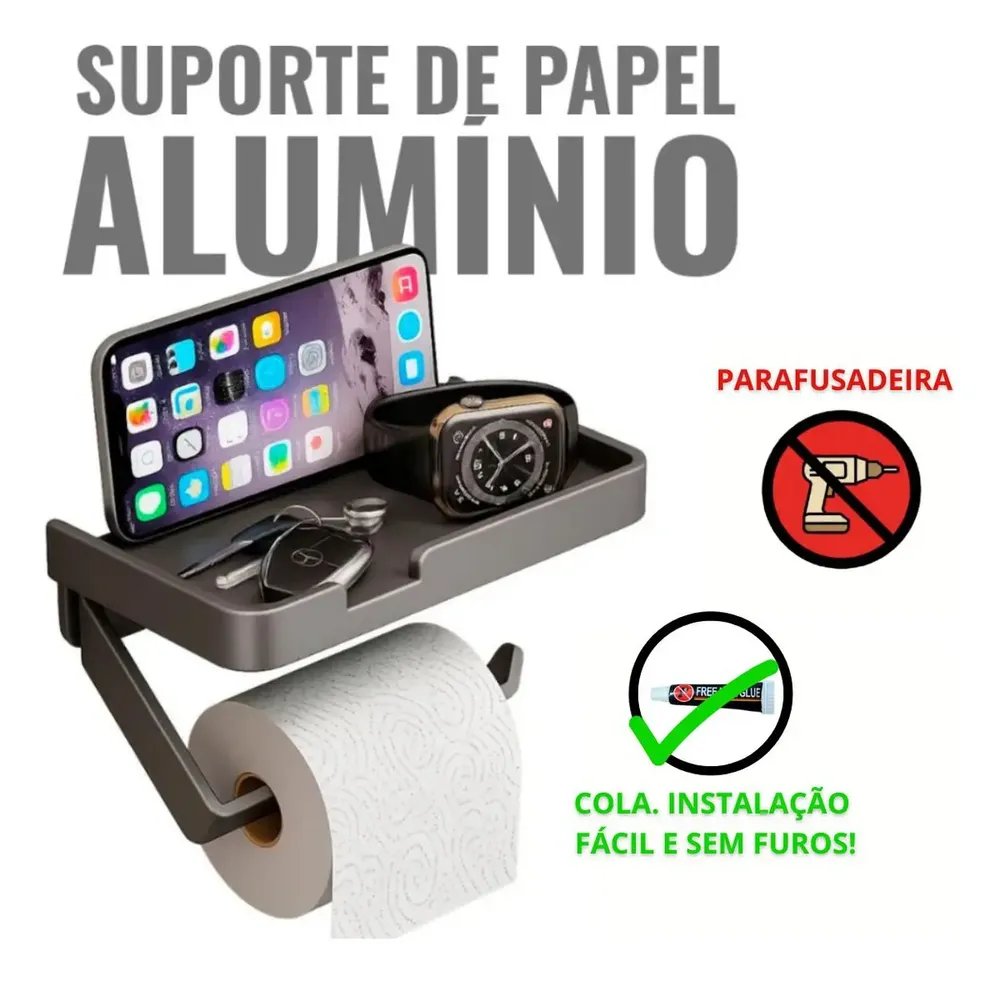 Eps-30 Porta Papel Higiênico alumínio Suporte Celular Multifuncional