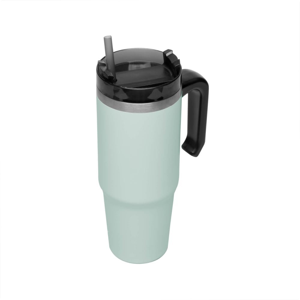 WOLFF - Caneca Térmica Parede Dupla Slimterm com Base Ergonômica e Canudo Verde 890ml