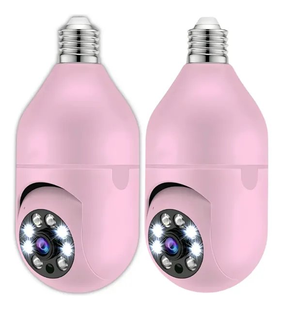 Kit 2 Câmera Lampada Espia Wifi Giro360 Graus Visão Colorida