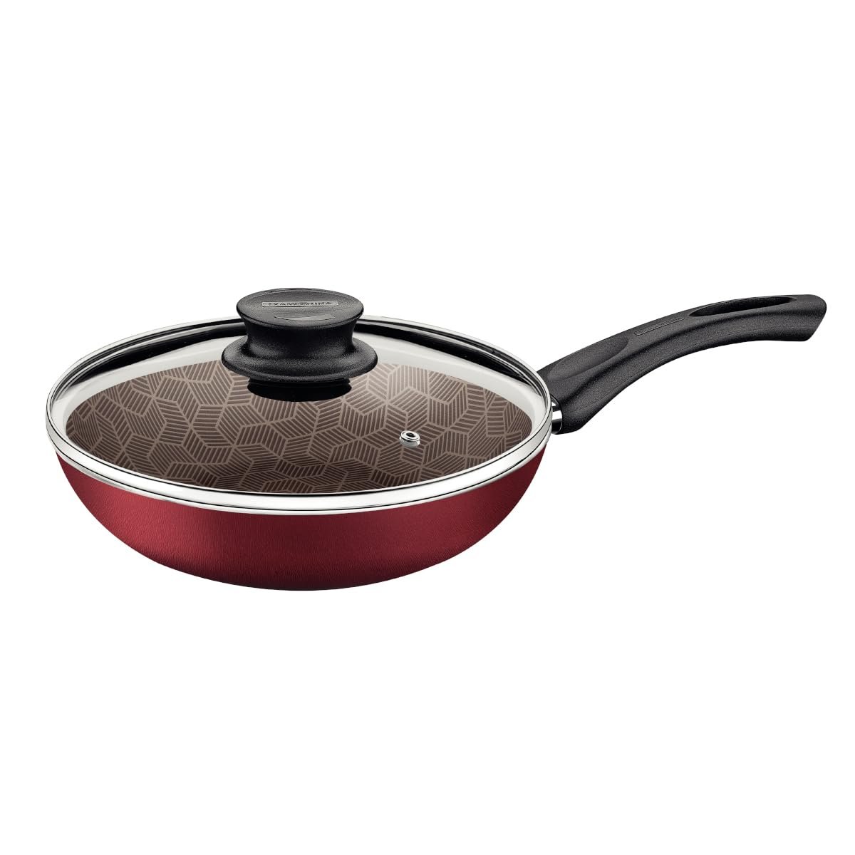 Frigideira Funda Tramontina Paris Em Alumínio Com Revestimento Interno E Externo Em Antiaderente Starflon Max Vermelho Com Tampa De Vidro 26 Cm 2,9 L