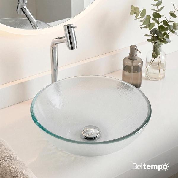 Cuba Pia de Apoio Sobrepor Vidro Redonda 29cm Banheiro Lavabo Beltempo BT4030