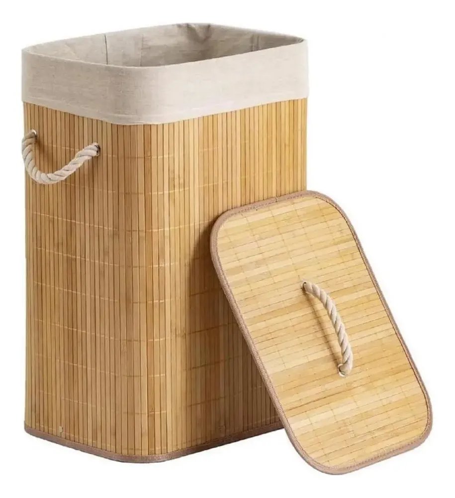 Cesto De Roupas De Bambu 50 Litros Yikasa