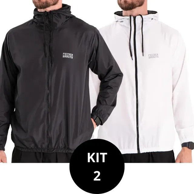 Kit 2 Jaquetas Corta Vento Impermeável Liso Unissex