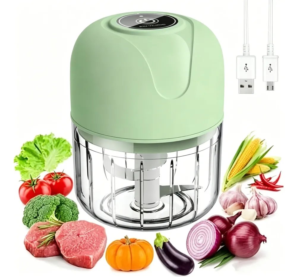 Picador Elétrico Usb 250ml Processador Para Alho Carne Verde 3.7v