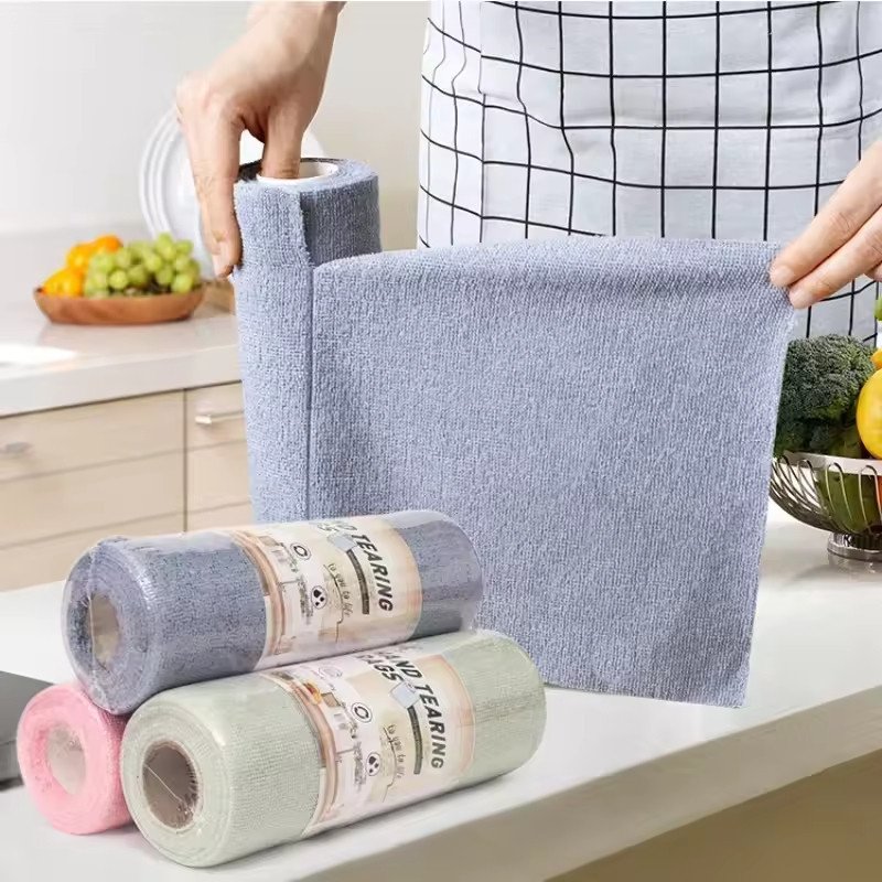 Rolo Pano De Microfibra 20 Peças Destacável Toalha Limpeza Reutilizável Lavar Louça Multiuso Utensílios Cozinha