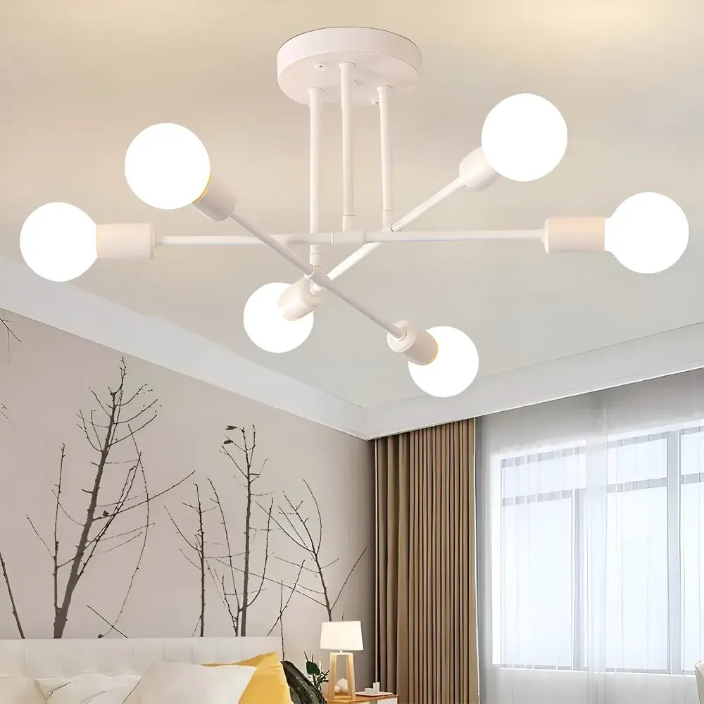 Luminária Lustre Teto Moderno Para Cozinha Sala 6 Cabeças 110v/220v Branco