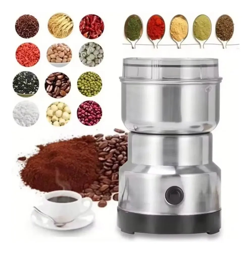 Moedor De Café Elétrico Multifuncional Inox Temperos Grãos 110v Prata