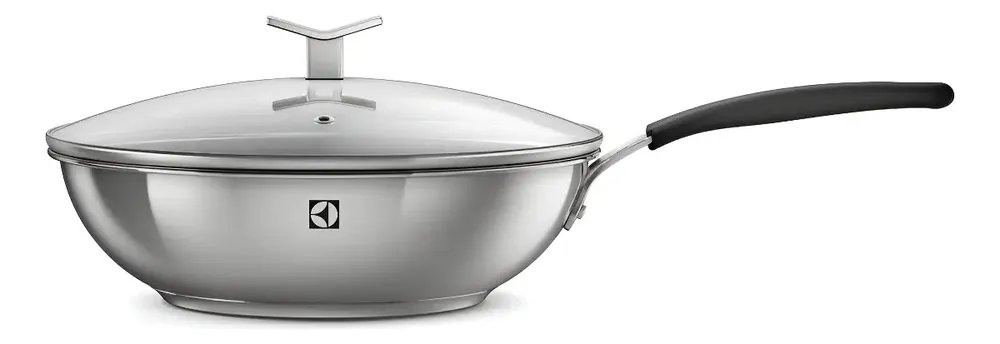 Panela Wok Antiaderente Com Tampa (28cm) Electrolux - Cor Prateado