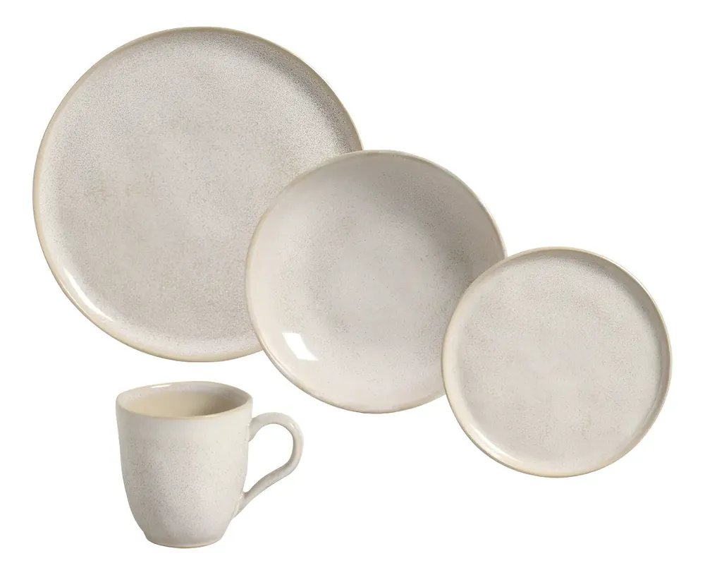 Aparelho de Jantar 16 Peças Stoneware Porto Brasil Off-White