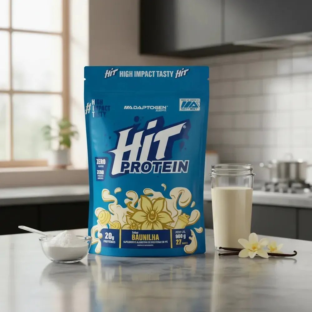 🔥Suplemento Hit Protein - Adaptogen Science 900g, Zero Gluten, Zero açucar - Baunilha