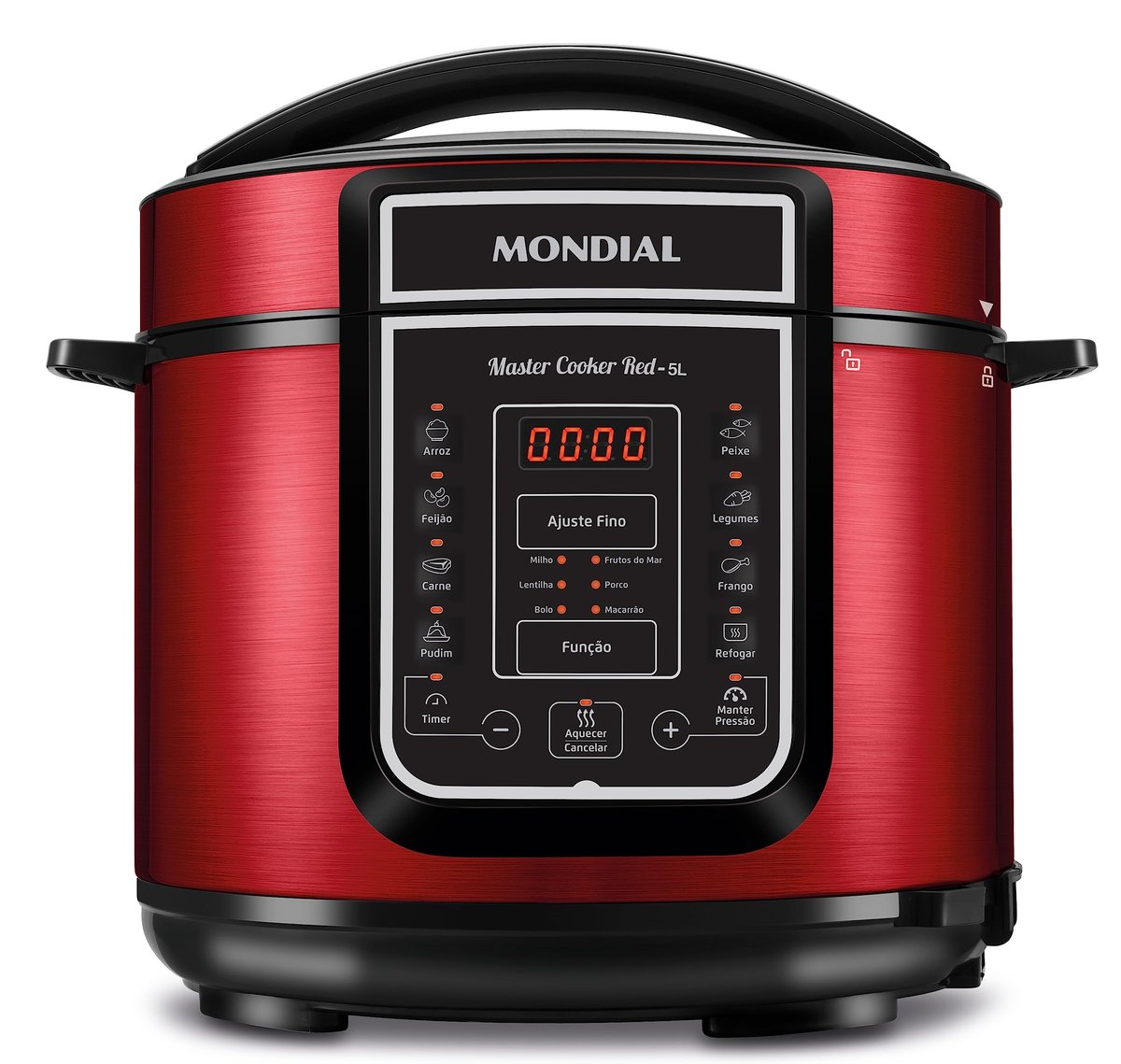 MONDIAL Panela de Pressão Elétrica Digital 5L, Vermelho/Inox, 900W, 220V - PE-39