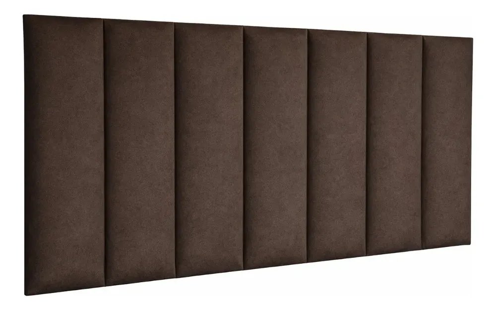 Cabeceira Modular Estofada Cama Placas 45x20 Retangulares Marrom Casal Padrao - 7 Placas