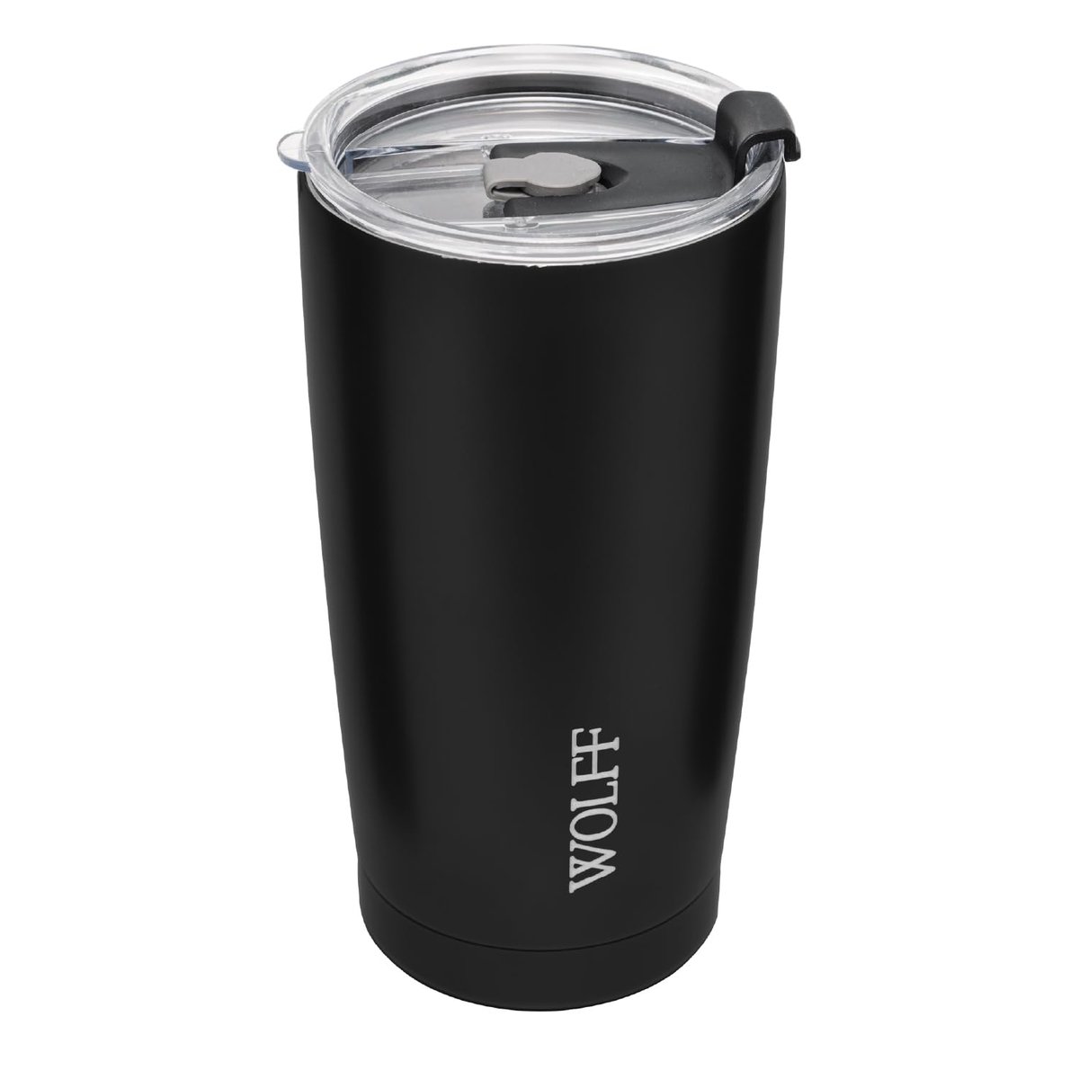 WOLFF - Copo Térmico de Aço Inox Parede Dupla Com Tampa 600ml Preto - Para Viagem - Mantém a Bebida na Temperatura Ideal