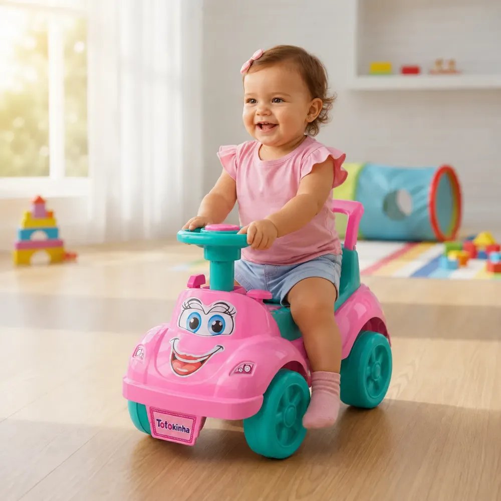 Triciclo Motoca Baby Brinquedo Infantil Totokinha Andador Rosa Gatinha