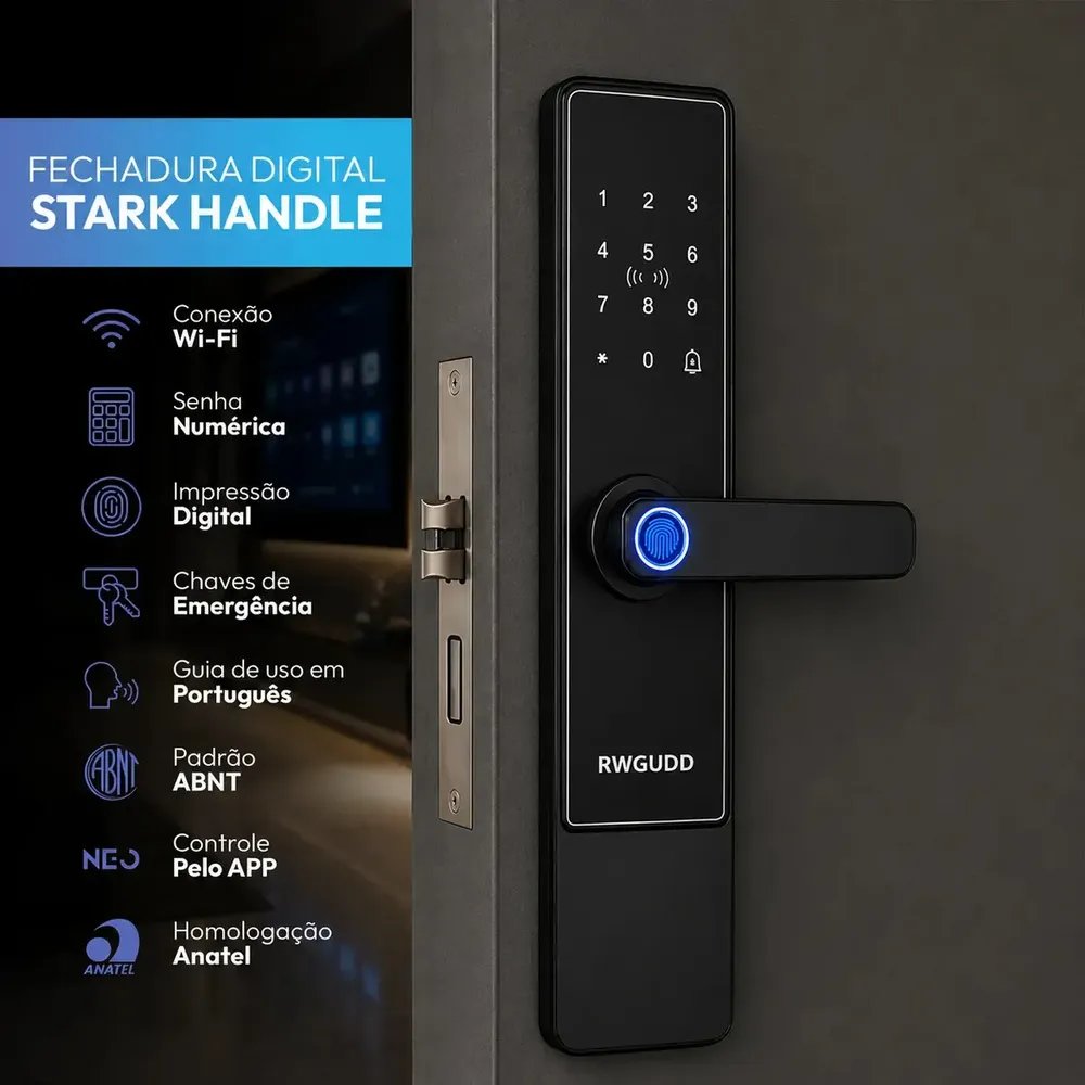 Fechadura Eletrônica Inteligente Digital Lock 5 Modes Biometria Wi-fi Password IC Card Key For Home Hotel Apartamento