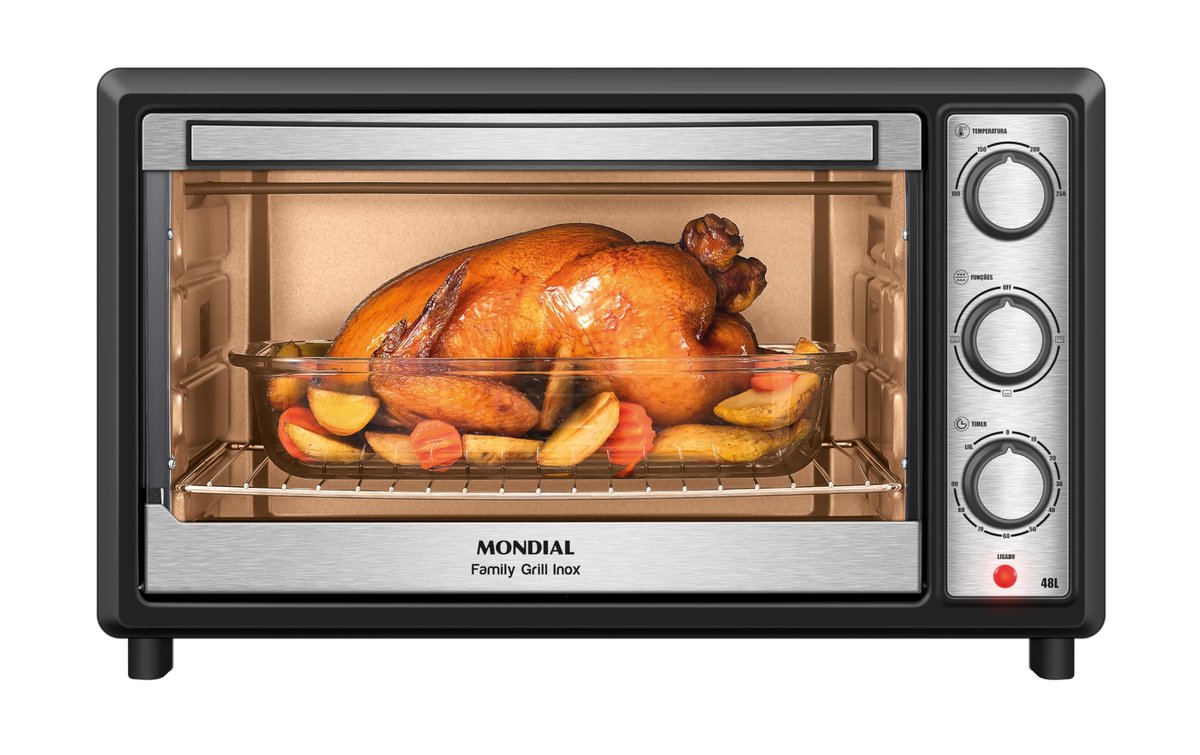MONDIAL Forno Elétrico 48L Family Grill Inox, Mondial, Preto/Inox, 1800W, 110V - FRN-48-BI