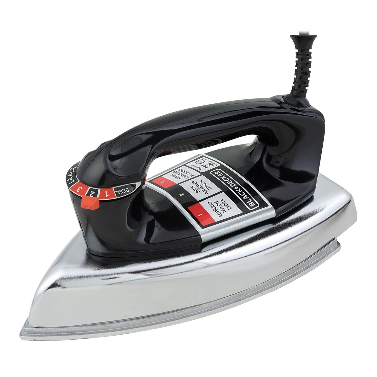 BLACK+DECKER Ferro de Passar Roupa a Seco, Metálico Preto, Modelo VFA1110XM6, 220V