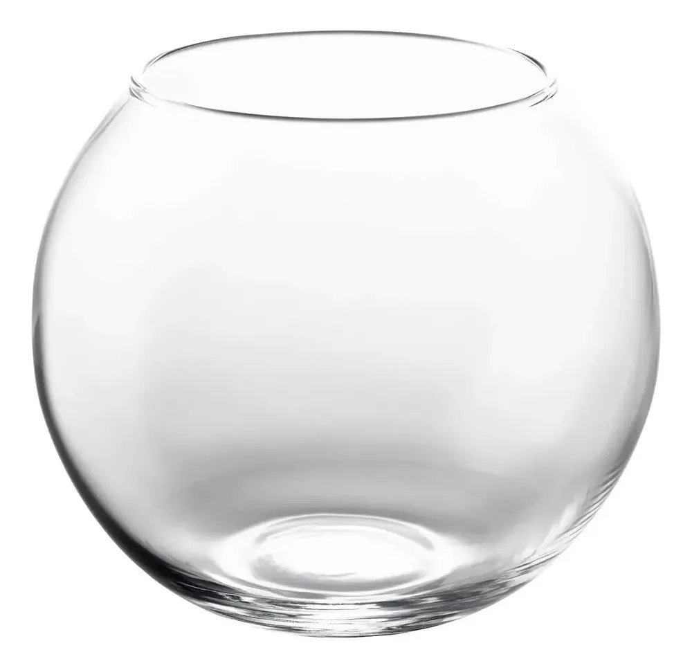 Vaso Aquário Redondo Decoração Vidro Terrário Resistente 1l Incolor Lisa