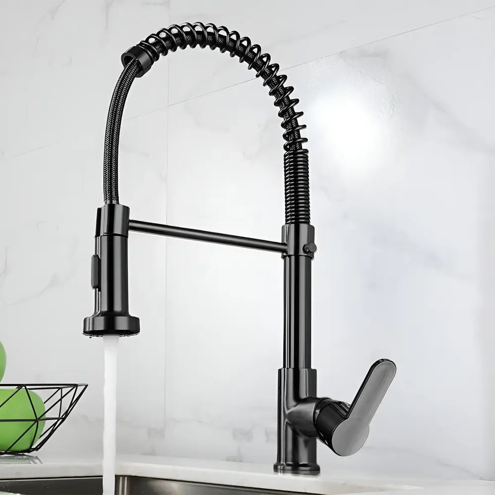 Torneira Cozinha Gourmet Bancada Flexível Monocomando Pia Preto B22-black