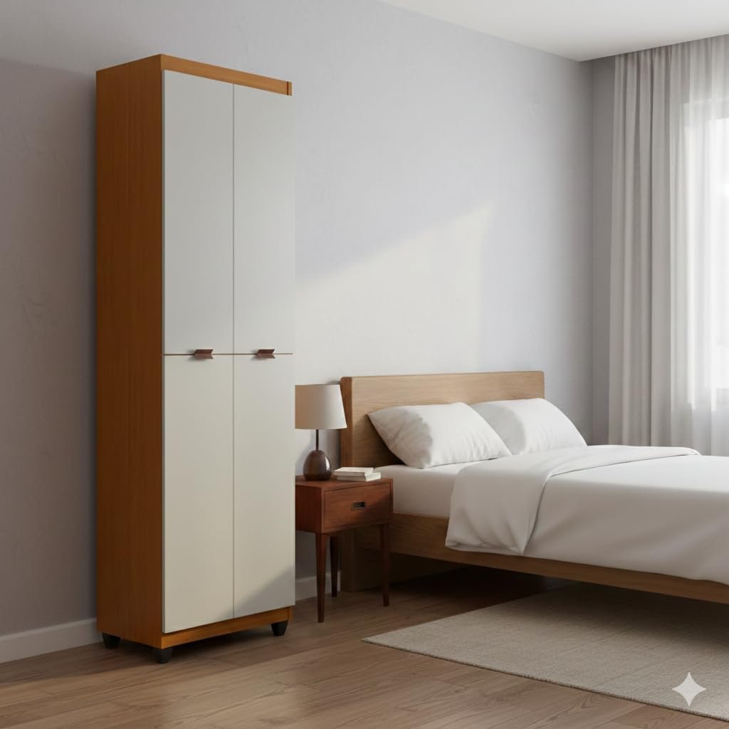 Armário Multiuso Clean: 6 Nichos Espaçosos e 4 Portas – Máxima Organização (Cedro/Off)