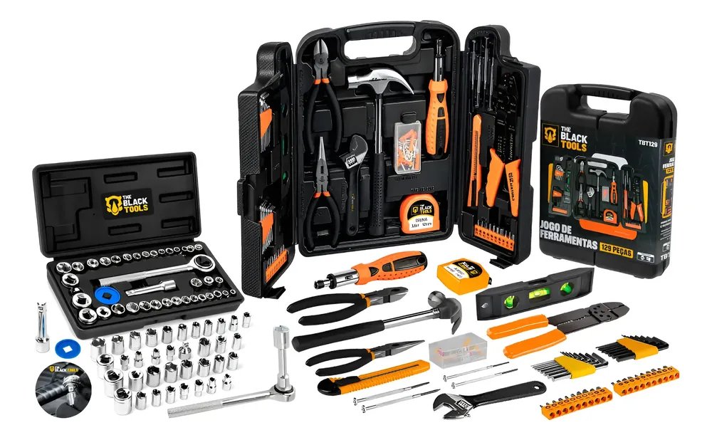 Kit De Ferramentas Combinadas The Black Tools 169 Peças Preto