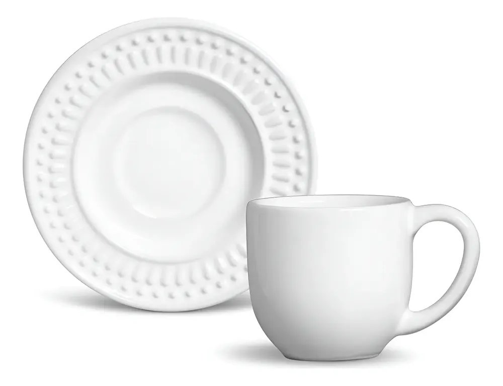 Jogo de Café Porto Brasil Cerâmica 12 Peças Branco 72ml