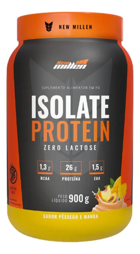 Proteína bovina isolada New Millen Whey Zero Isolate em pó sabor Pêssego e manga x 900g