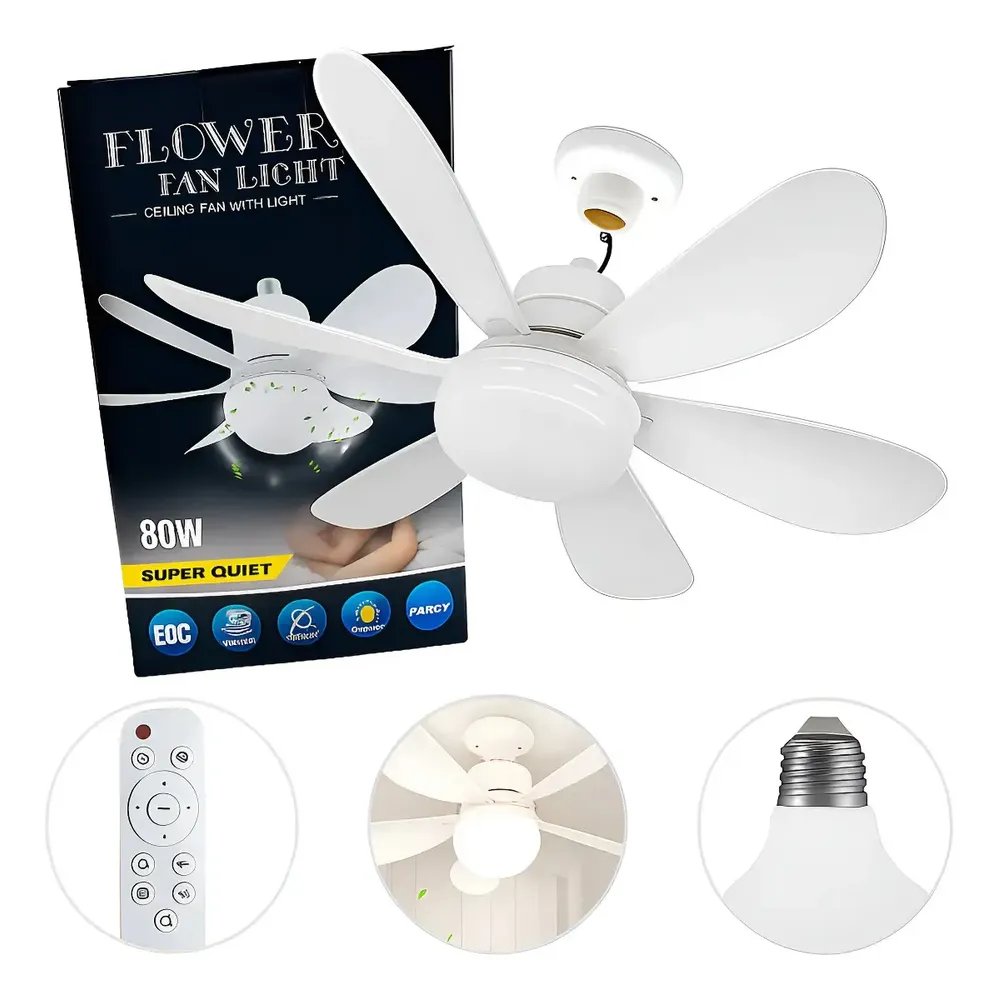 Ventilador De Teto Lâmpada 80w Led E27 Ajustável Bivolt