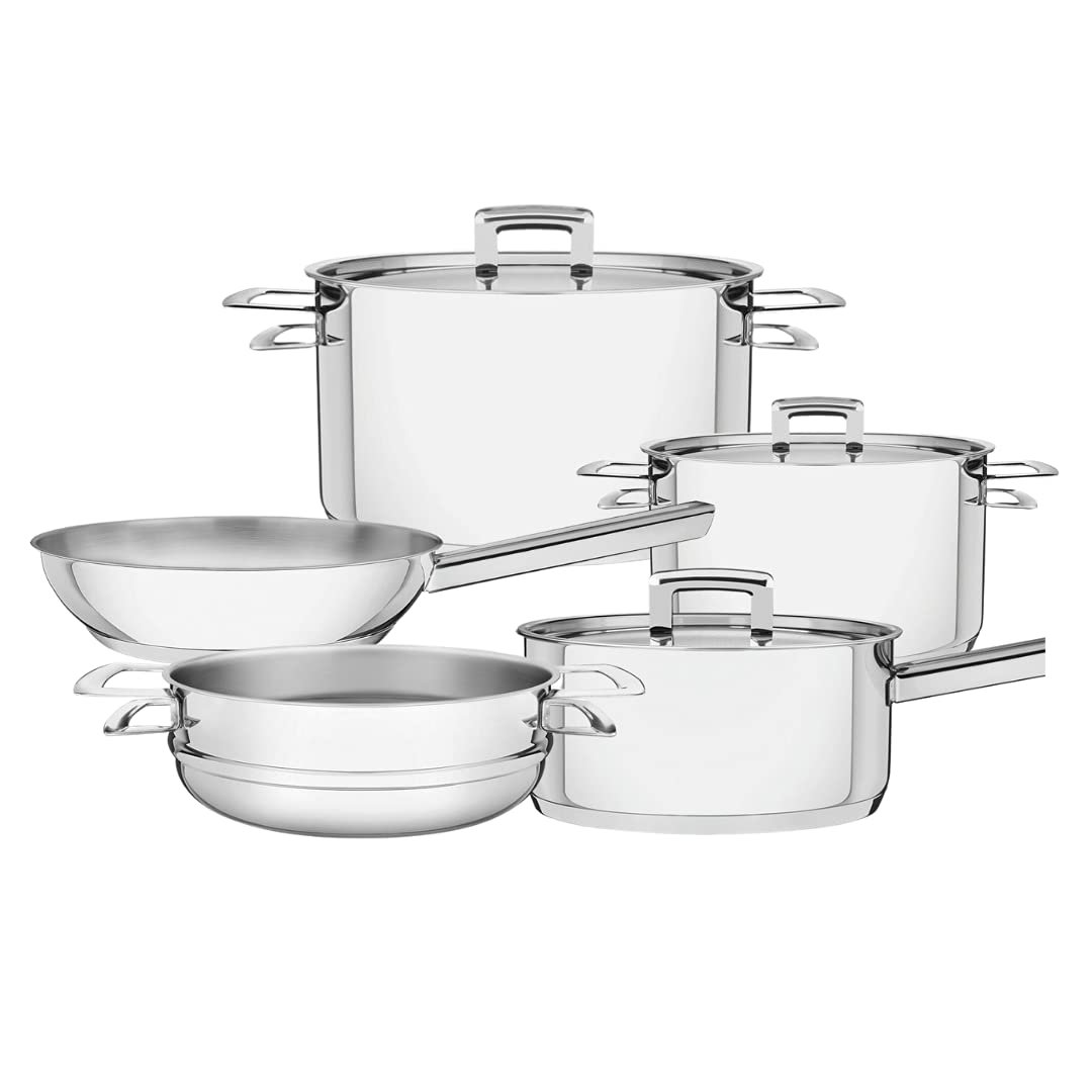 Jogo de Panelas Fundo Triplo com Tampa Plana 5 Peças, Tramontina, 65400010, Inox