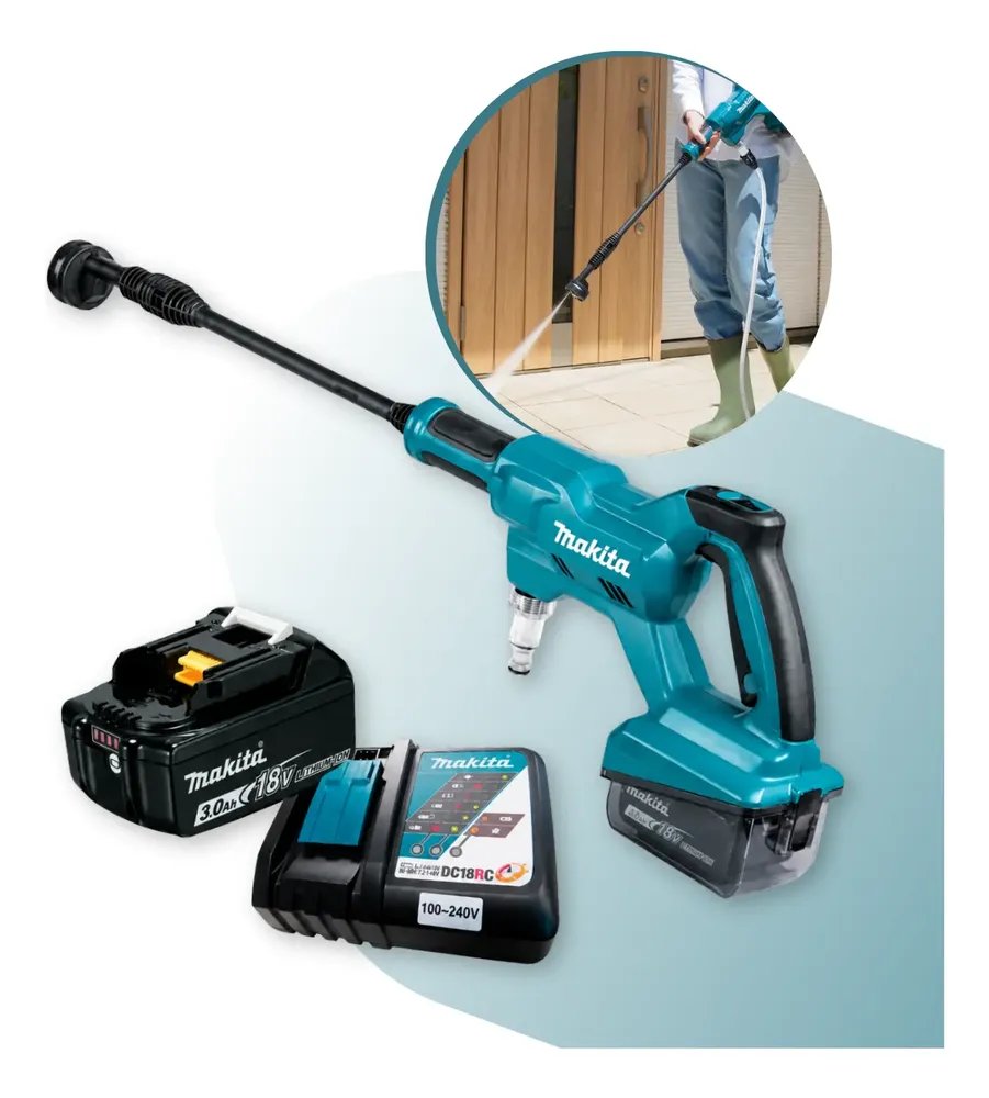 Lavadora De Alta Pressão Makita Dhw180z01 18v Com Bateria Azul-turquesa Wap Profissional 18v