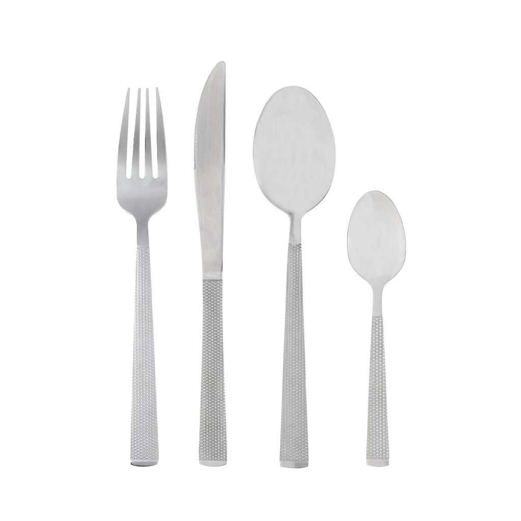 Faqueiro 16 Peças Aço Inox Santorini Lyor Prata - Jogo de Talheres Completo para 4 Pessoas