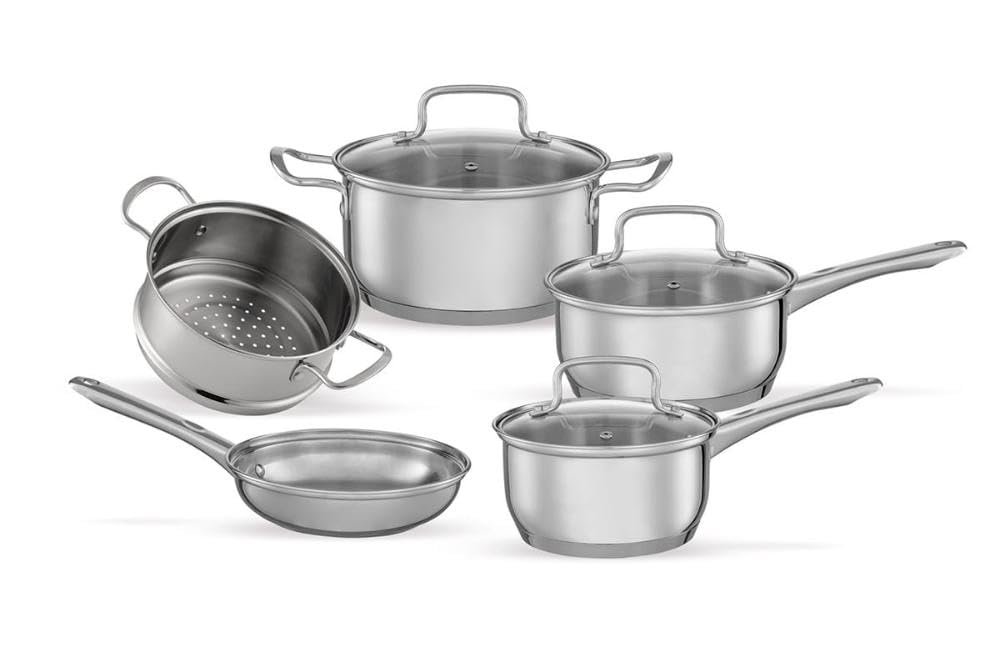 Jogo de Panelas Brinox Aço Inoxidável Fundo Triplo 5 Peças Jasmin com Indução