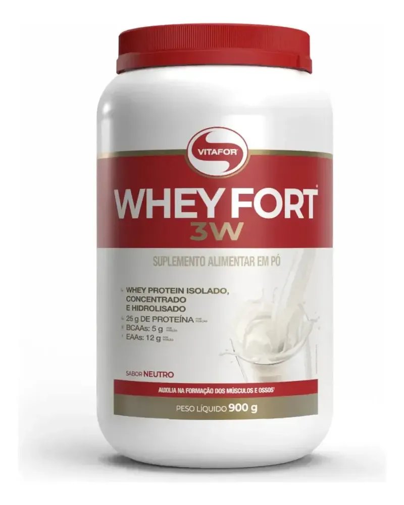 🔥Whey protein Vitafor Fort 3W 900g Sem sabor